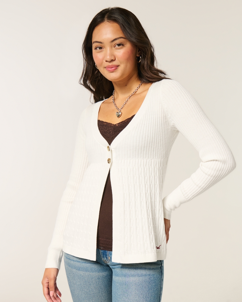 langärmelige fließende babydoll-strickjacke