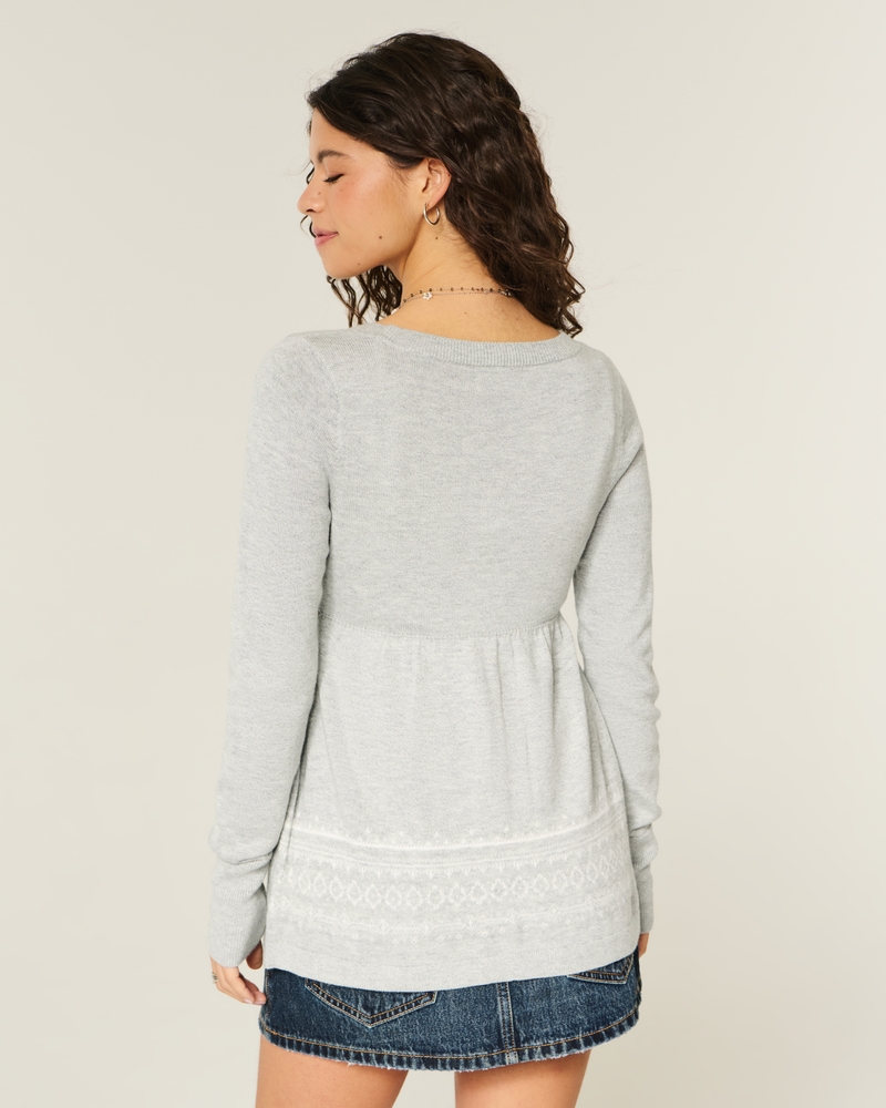 langärmelige fließende babydoll-strickjacke