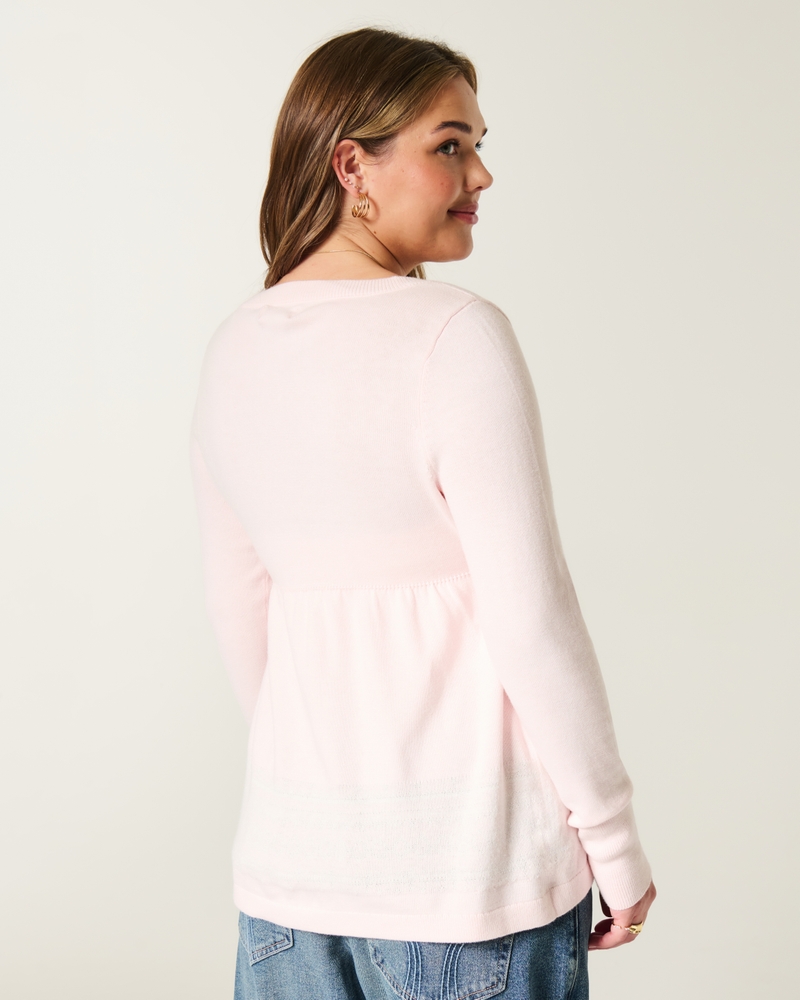langärmelige fließende babydoll-strickjacke