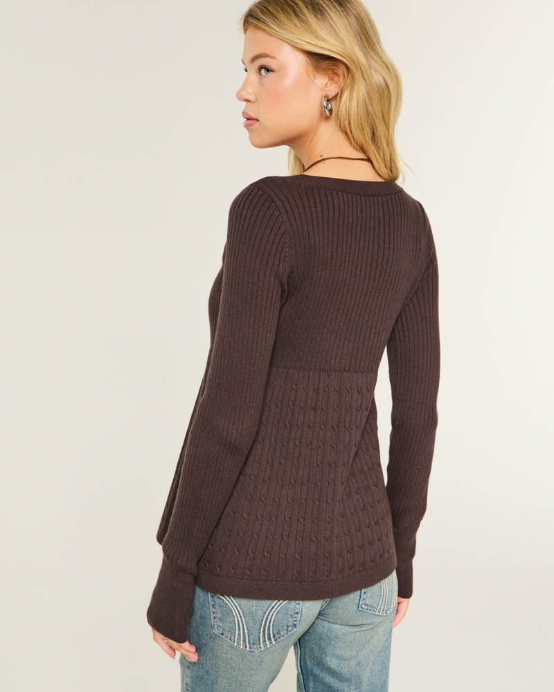 langärmelige fließende babydoll-strickjacke