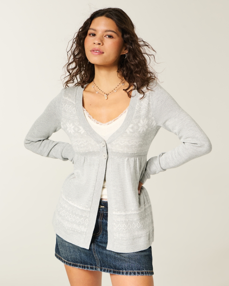 langärmelige fließende babydoll-strickjacke