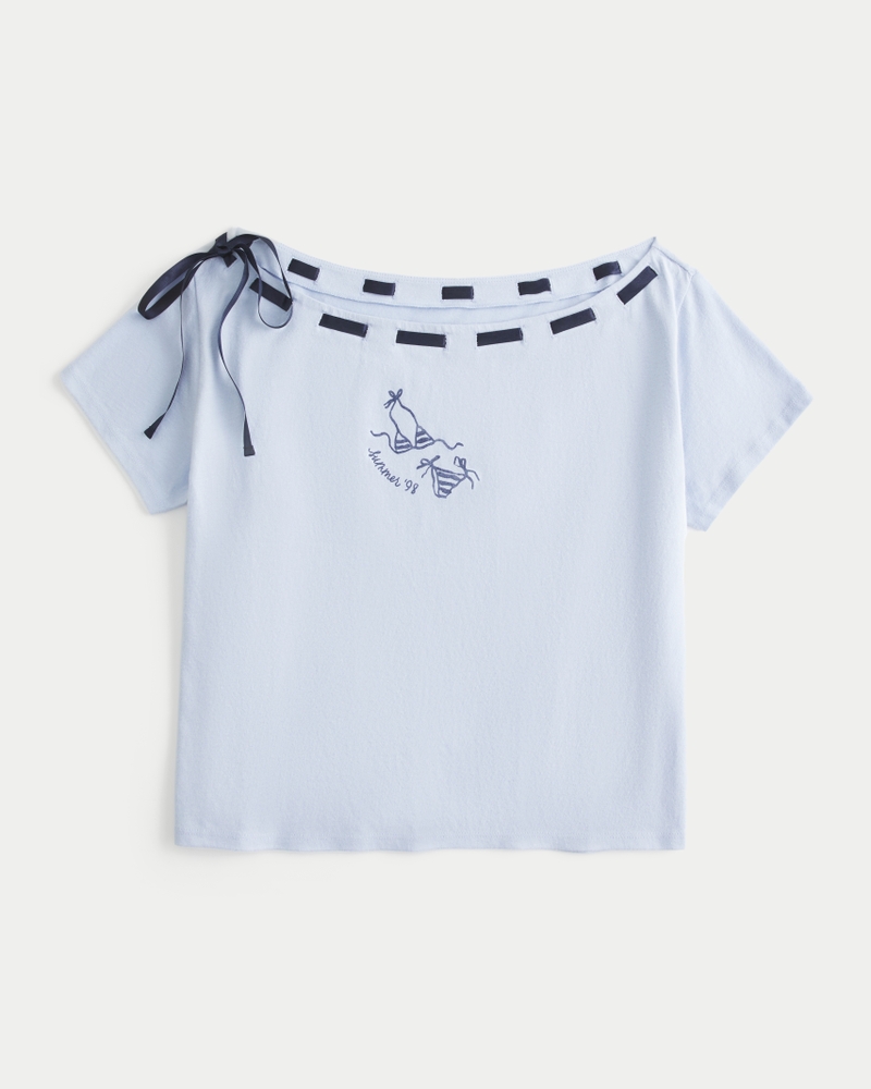 weit geschnittenes schulterfreies camouflage-t-shirt mit kordelzug