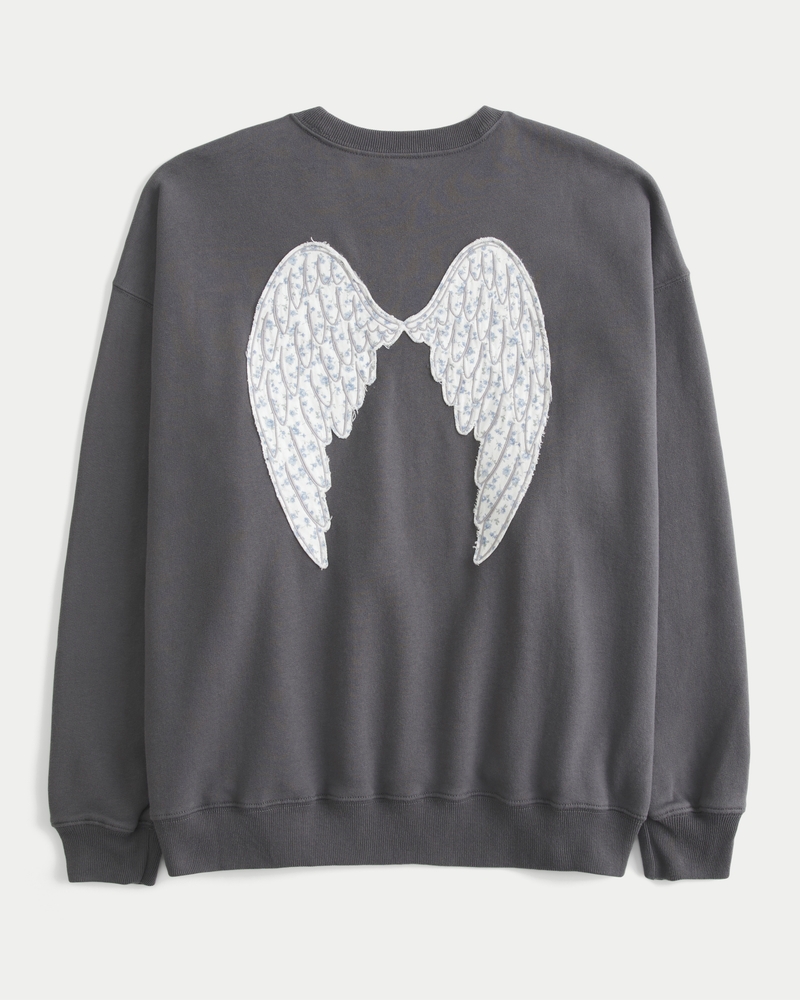 oversized sweatshirt mit engelsflügelmuster und rundhalsausschnitt