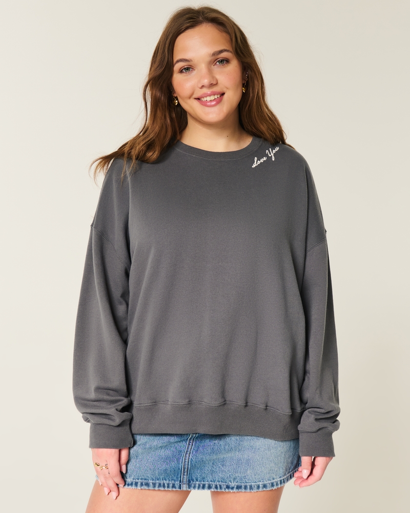 oversized sweatshirt mit engelsflügelmuster und rundhalsausschnitt
