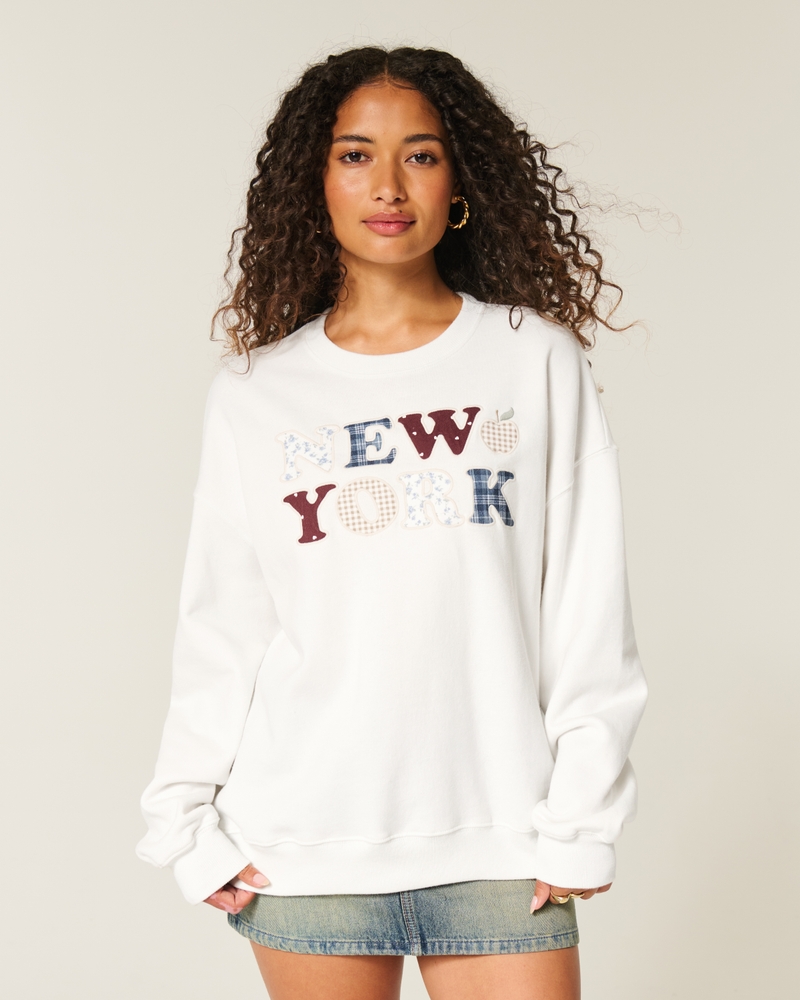 oversized sweatshirt mit engelsflügelmuster und rundhalsausschnitt
