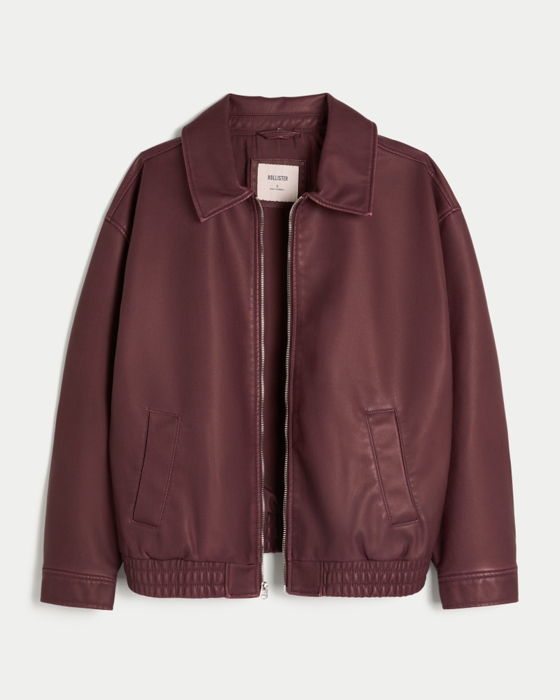 fliegerjacke aus kunstleder mit kragen aus lammwolle.