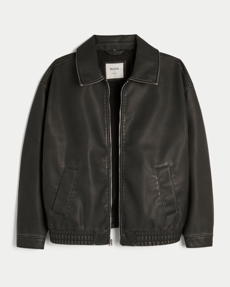 fliegerjacke aus kunstleder mit kragen aus lammwolle.