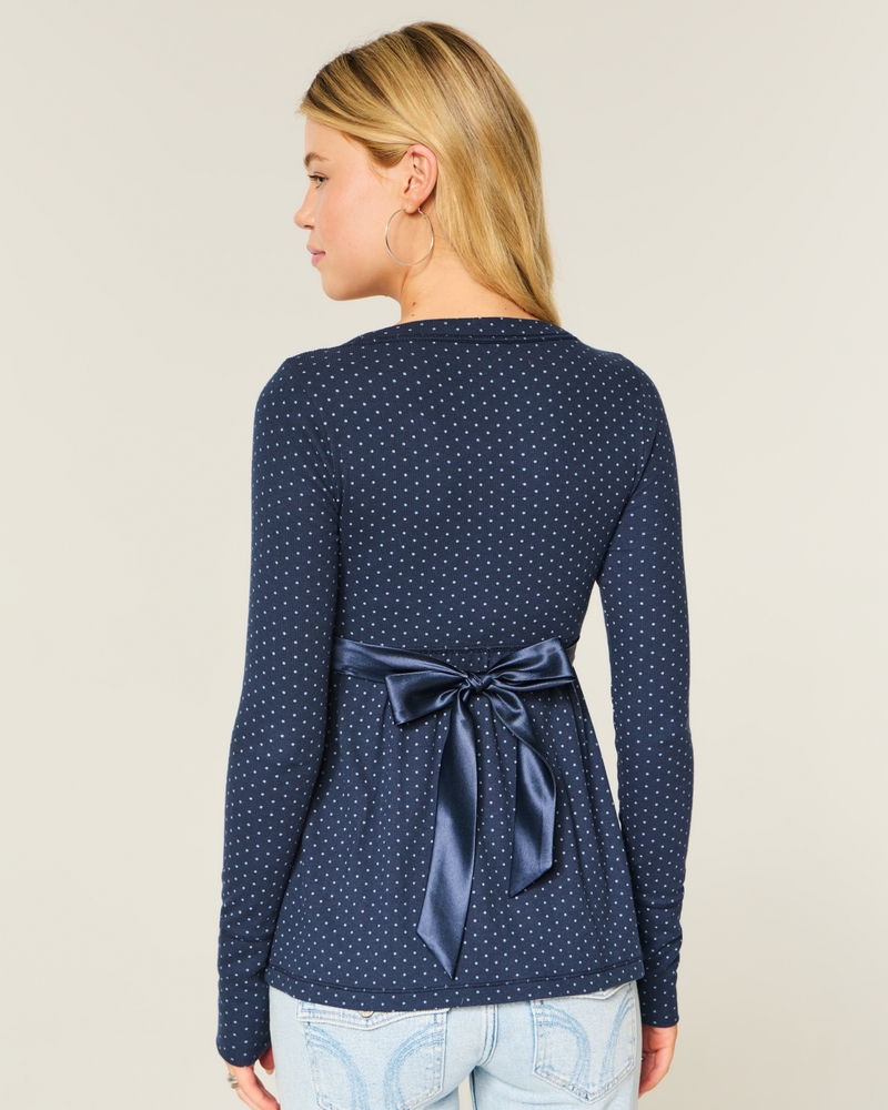 lässiges langärmeliges wickeloberteil im babydoll-stil