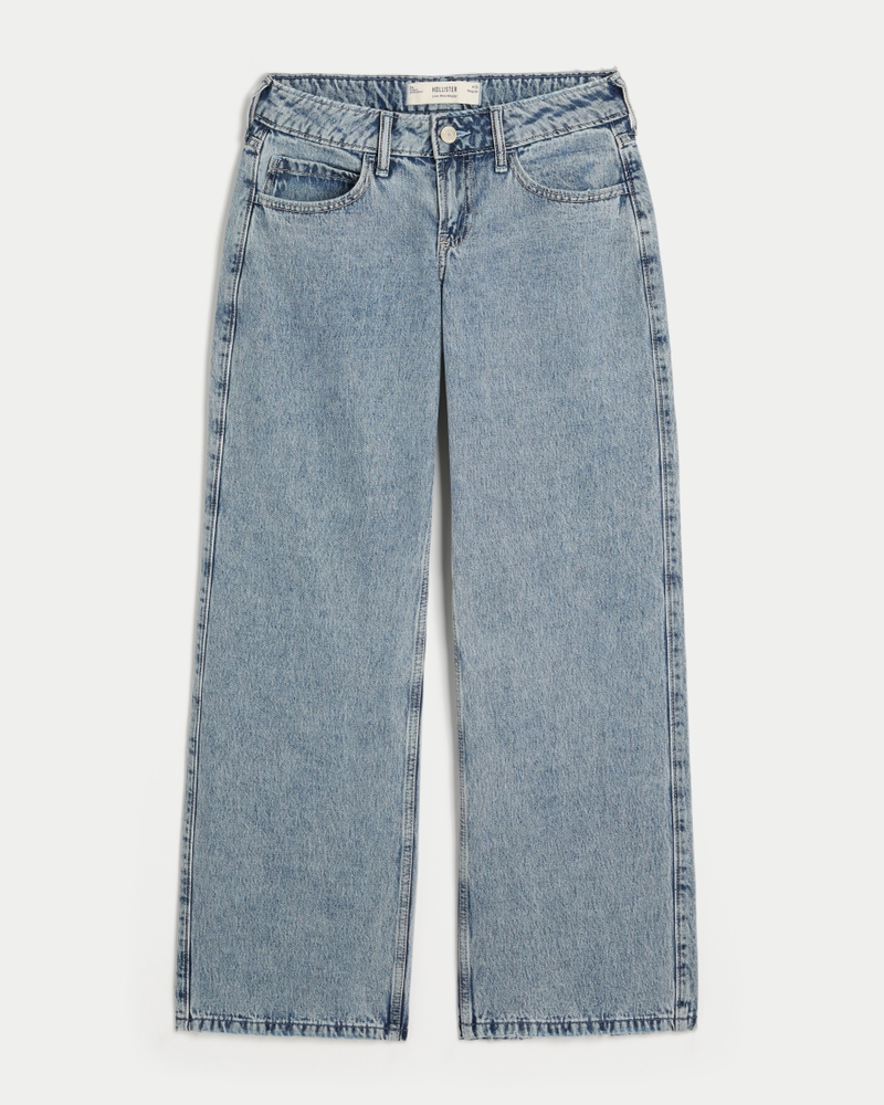 hüftig geschnittene mittelblaue baggy-jeans