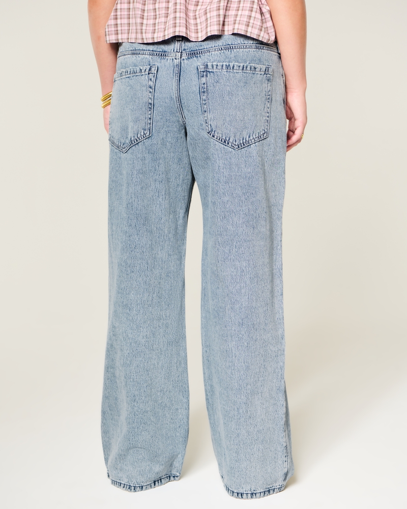hüftig geschnittene mittelblaue baggy-jeans