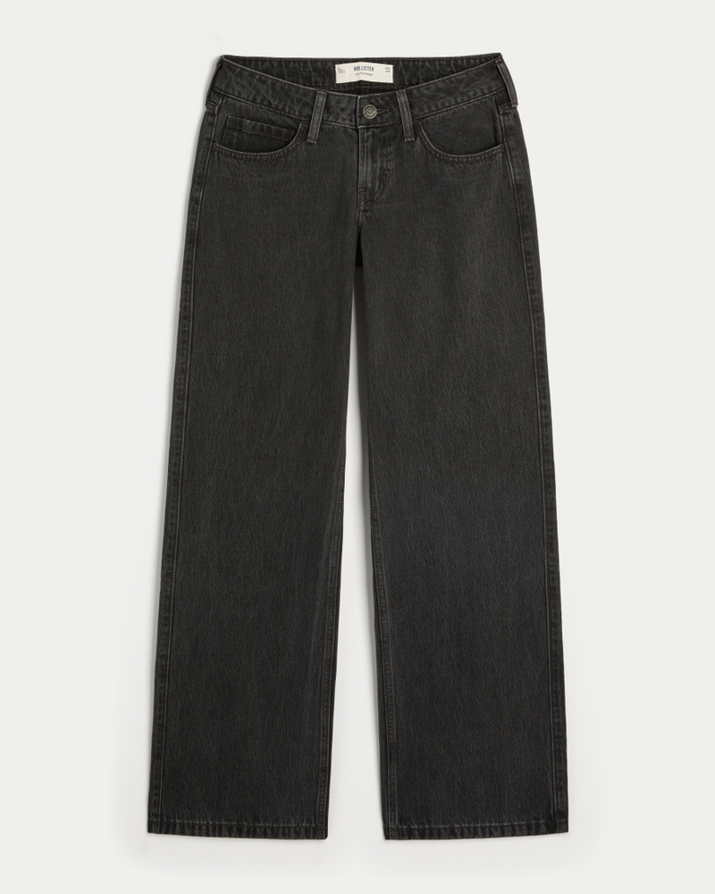 hüftig geschnittene mittelblaue baggy-jeans