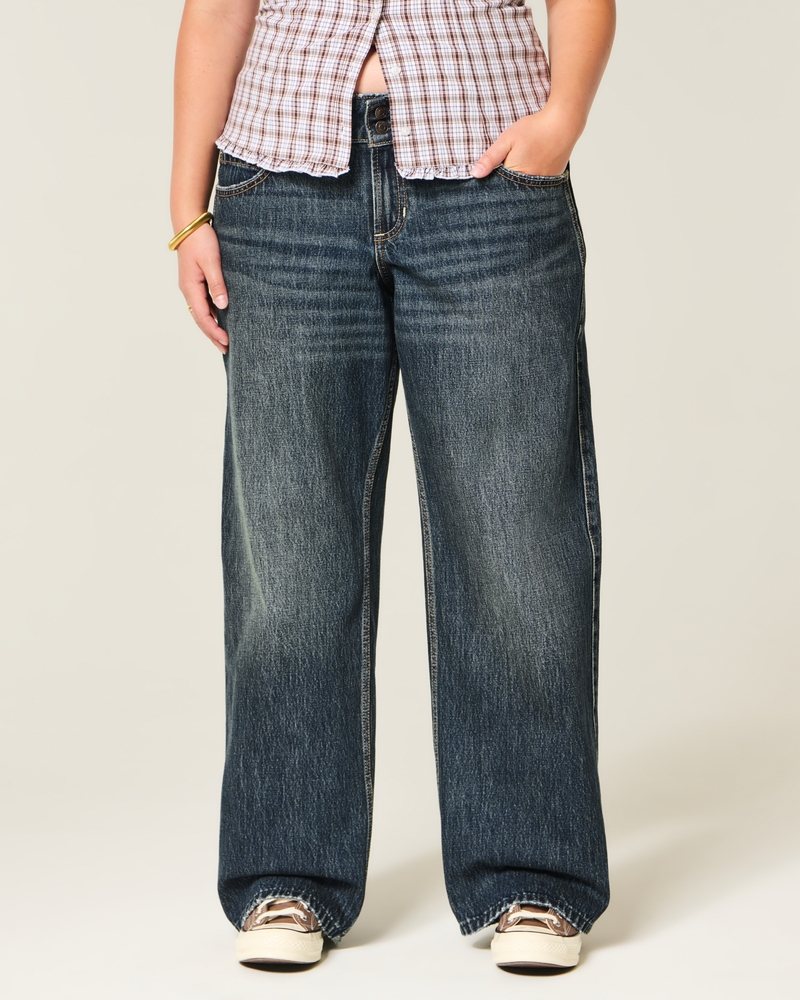 hüftjeans im y2k-stil mit tiefer waschung und baggy-effekt