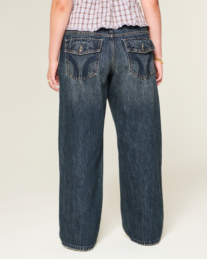 hüftjeans im y2k-stil mit tiefer waschung und baggy-effekt