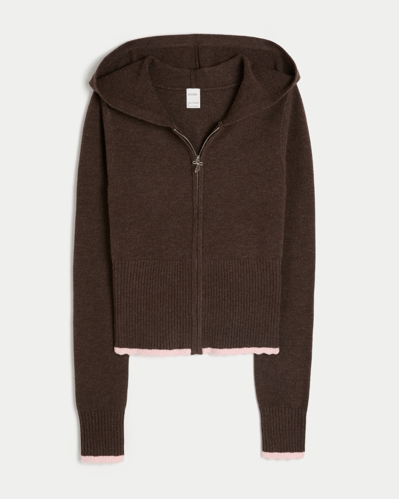 gilly hicks zopfstrick-kapuzenpullover mit reißverschluss