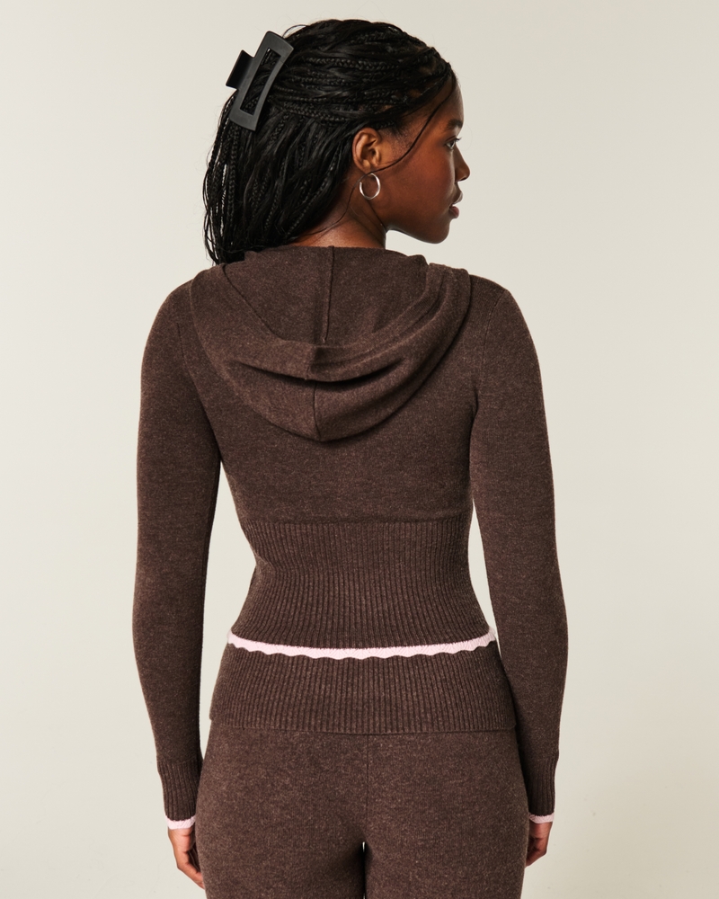 gilly hicks zopfstrick-kapuzenpullover mit reißverschluss