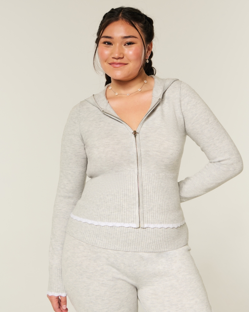 gilly hicks zopfstrick-kapuzenpullover mit reißverschluss