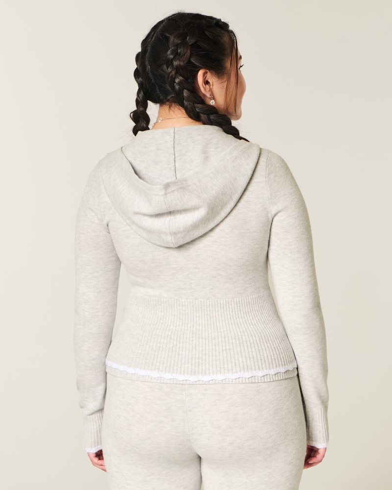 gilly hicks zopfstrick-kapuzenpullover mit reißverschluss