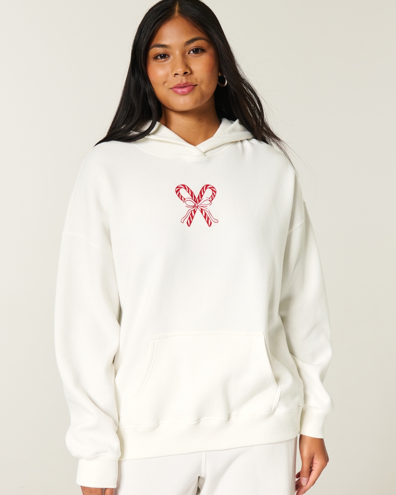 oversize-hoodie mit glitzerprint und bonbonmuster