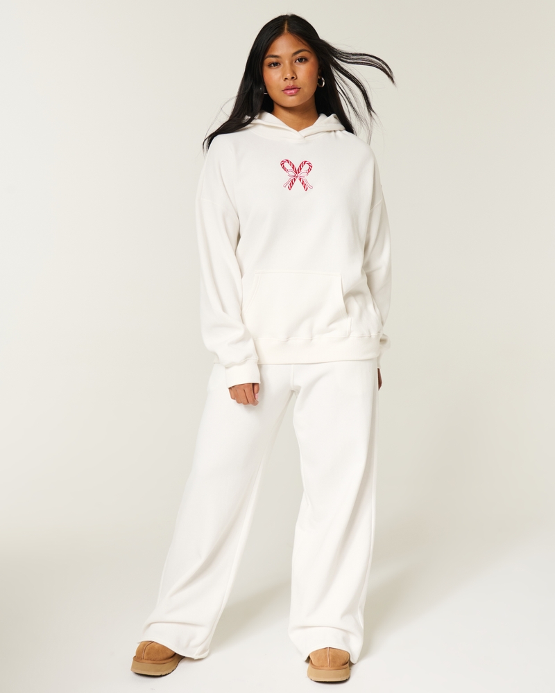 oversize-hoodie mit glitzerprint und bonbonmuster