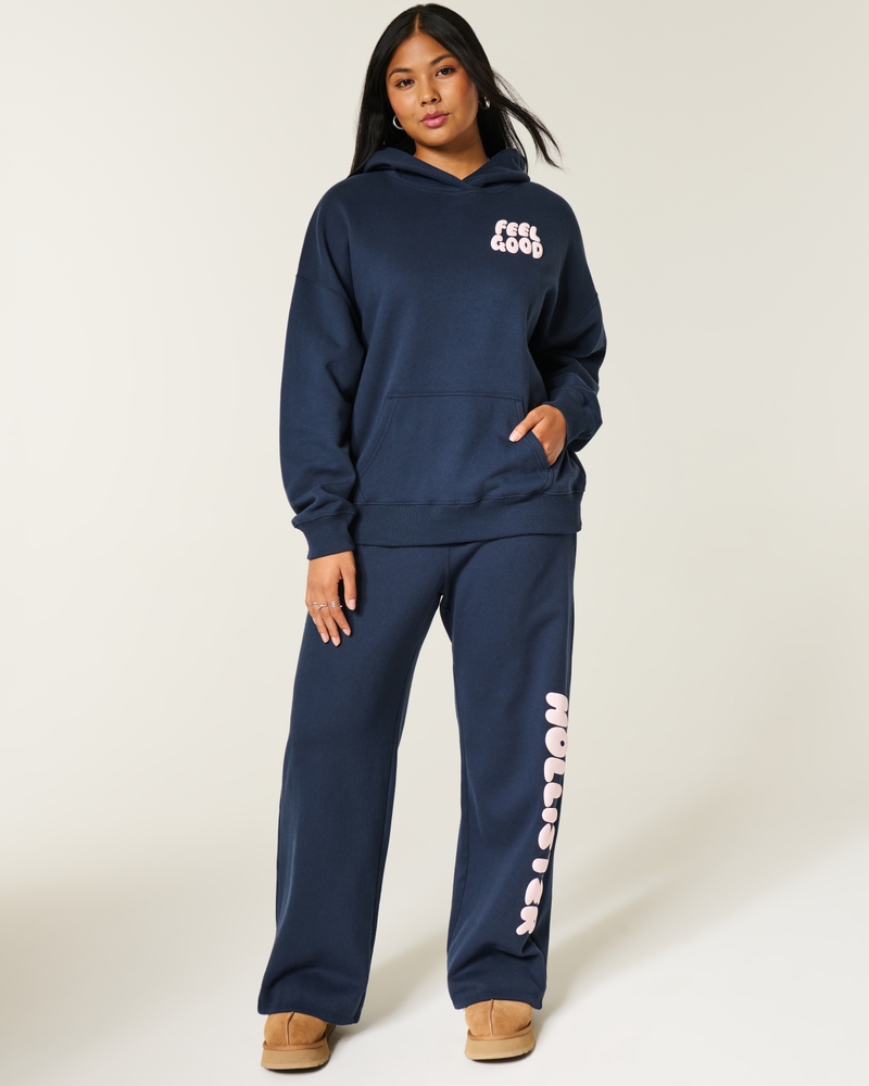 hollister feel good logo oversized hoodie