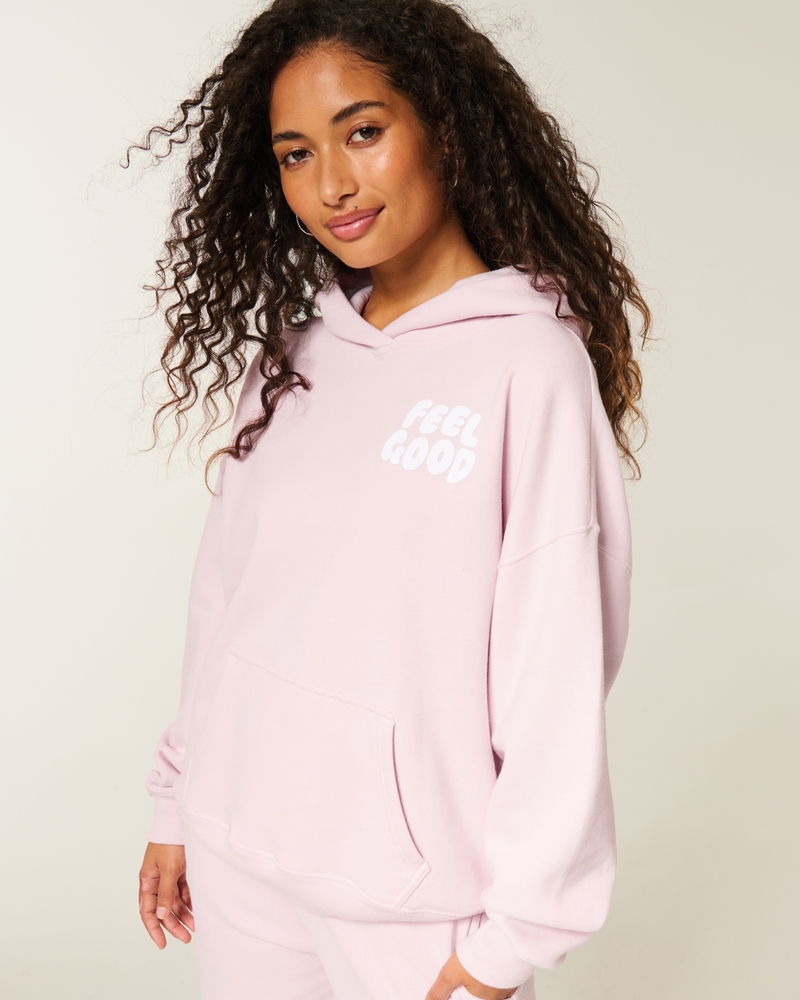 hollister feel good logo oversized hoodie