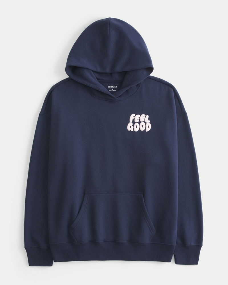 hollister feel good logo oversized hoodie