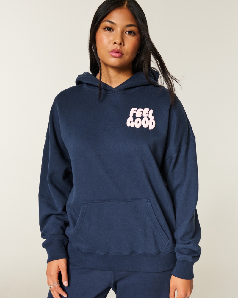 hollister feel good logo oversized hoodie