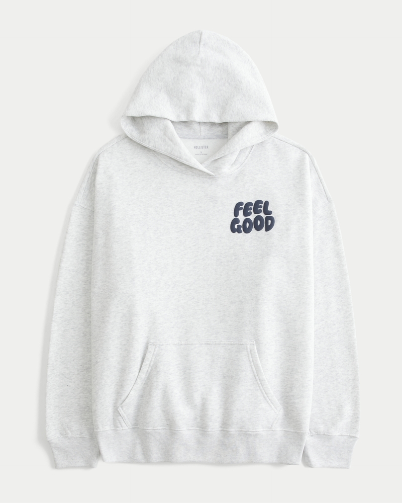 hollister feel good logo oversized hoodie