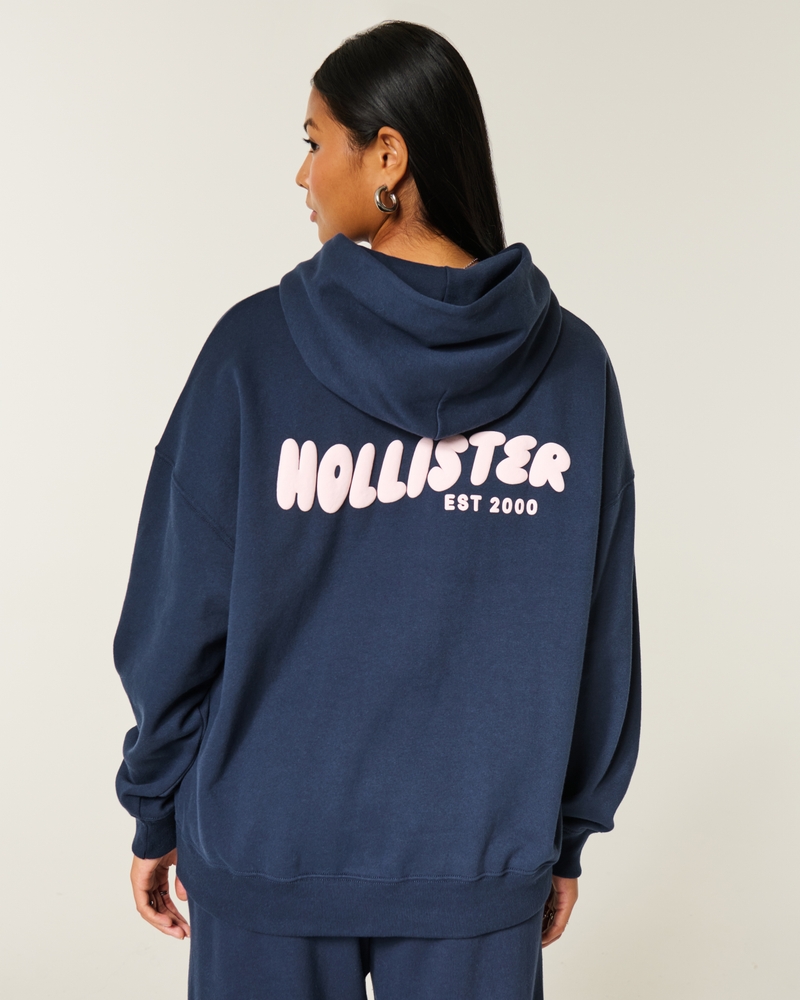 hollister feel good logo oversized hoodie