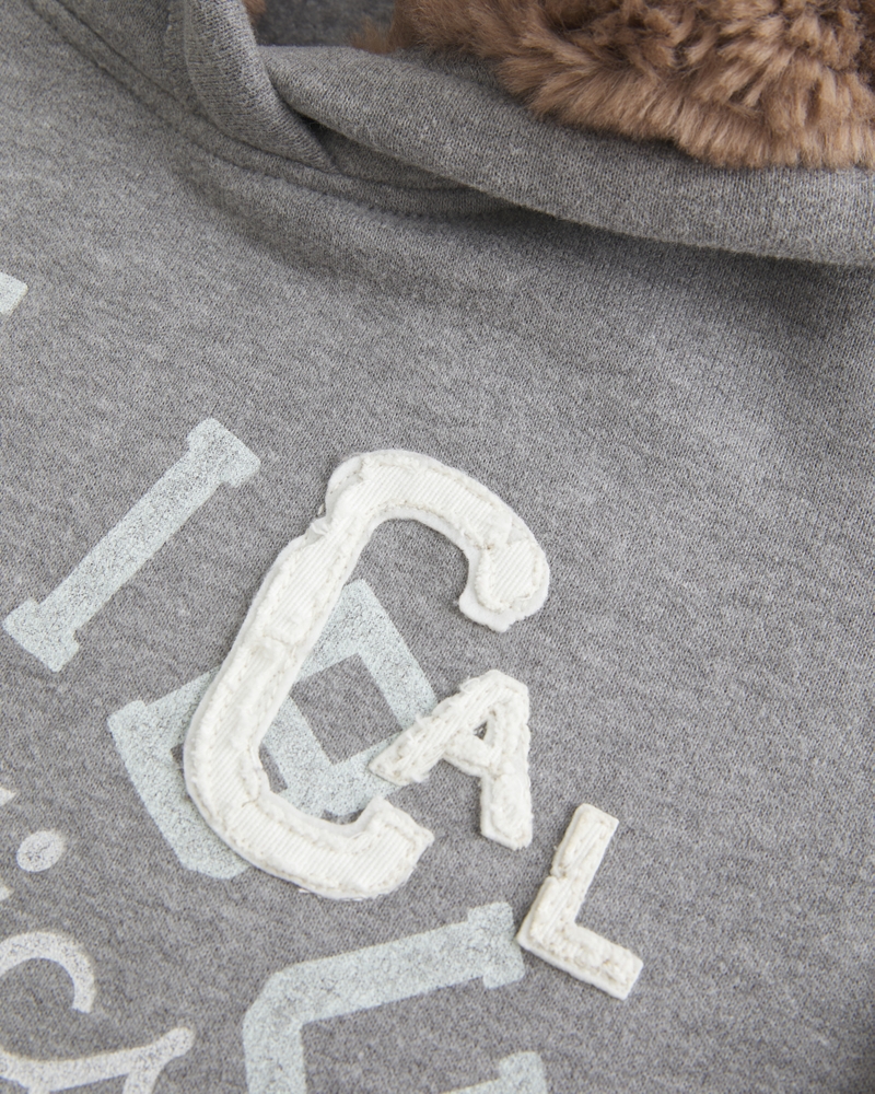 kapuzenpullover mit muster und futter aus kunstfell