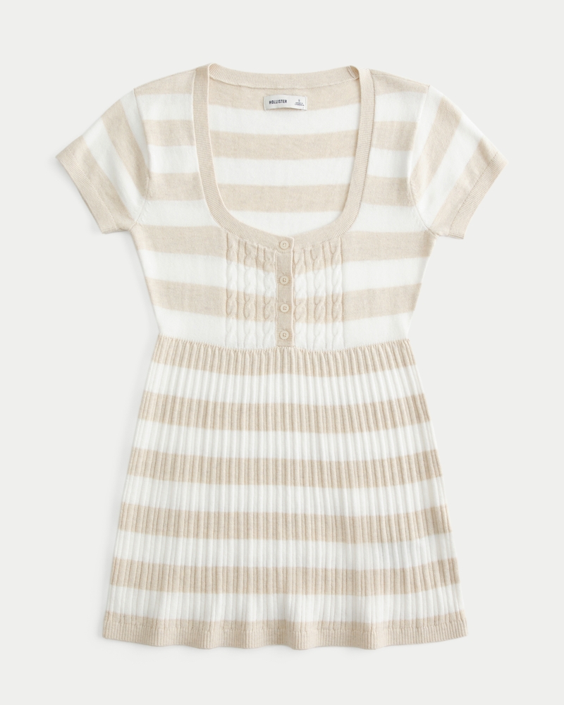 kurzärmeliges babydoll-top mit henley-kragen