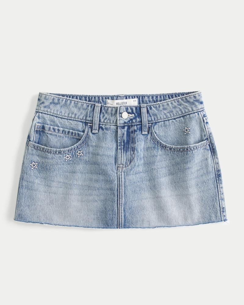 bestickter jeansminirock und hose
