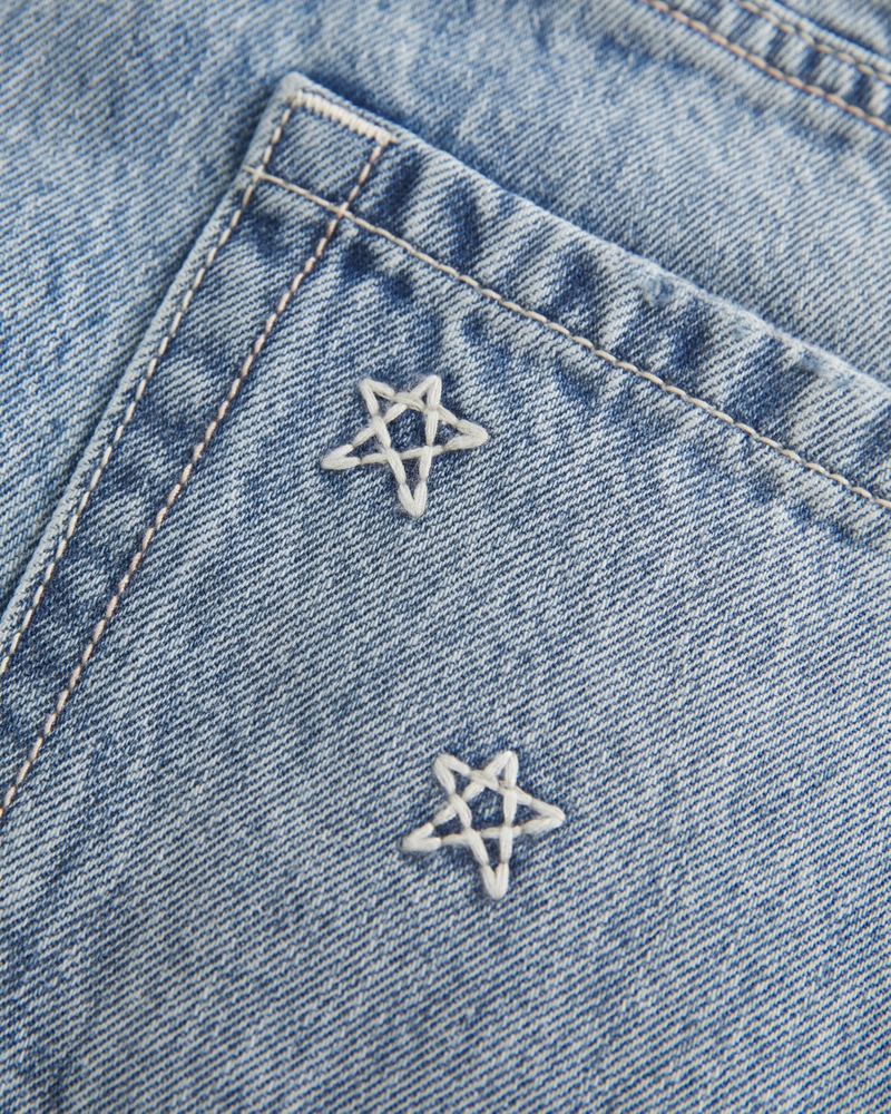 bestickter jeansminirock und hose