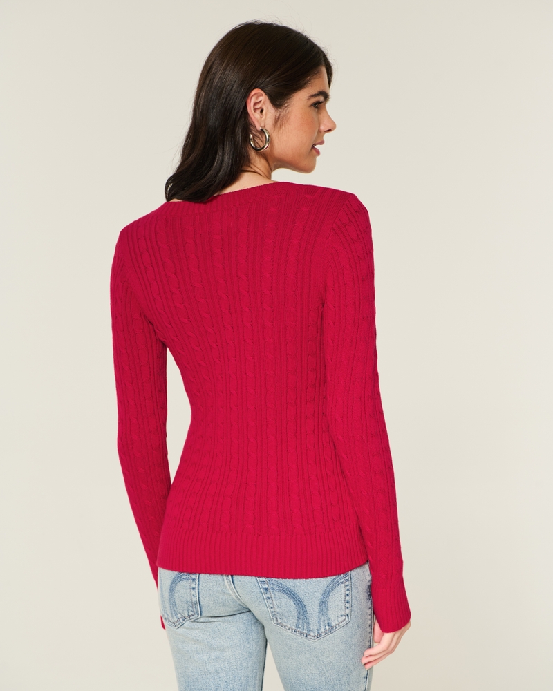 zopfmuster-pullover mit v-ausschnitt