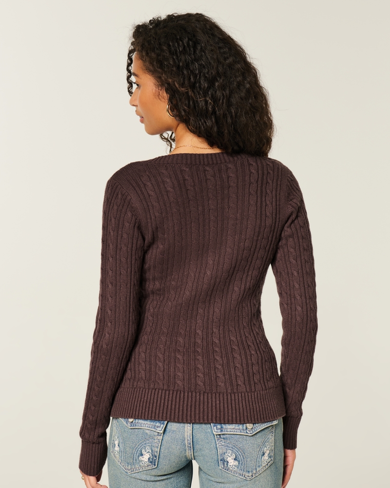 zopfmuster-pullover mit v-ausschnitt