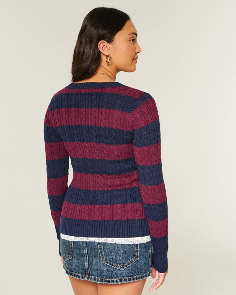 zopfmuster-pullover mit v-ausschnitt