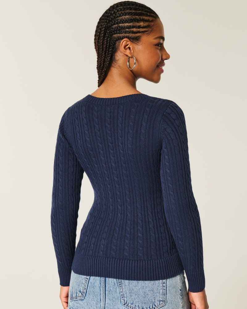 zopfmuster-pullover mit v-ausschnitt