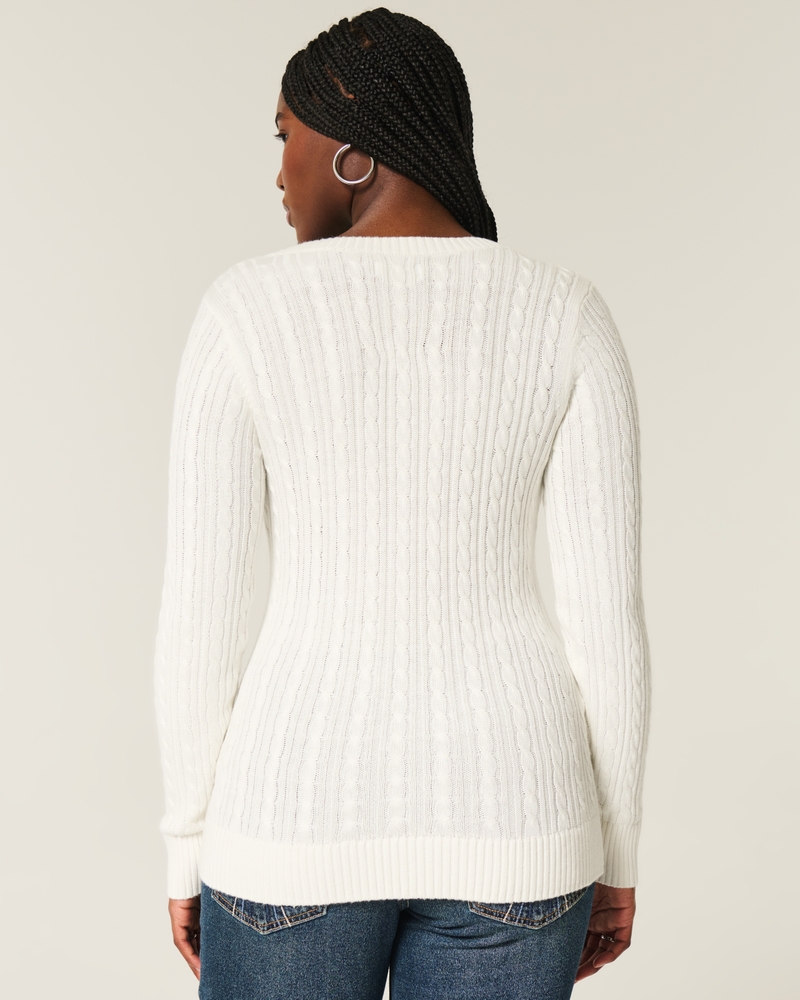 zopfmuster-pullover mit v-ausschnitt