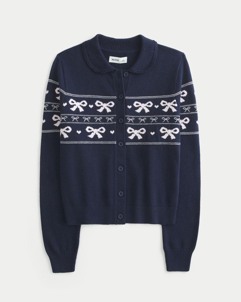 strickjacke mit schlichtem schleifenmuster