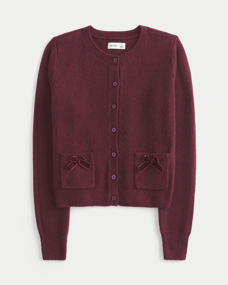 hollister comfy cloud simple bow pocket cardigan
