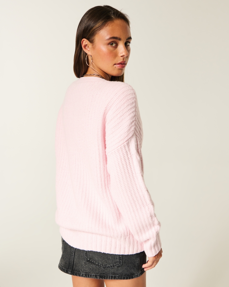 hollister bequeme wolkenweiße freizeitstrickjacke ohne knöpfe