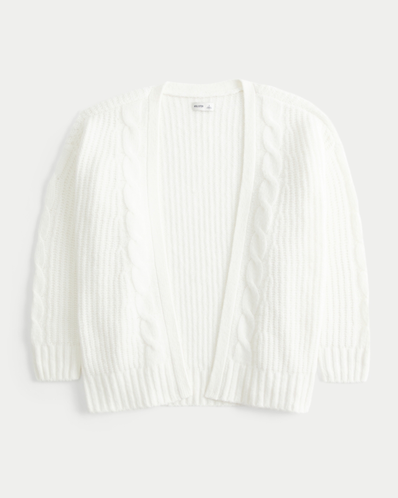 hollister bequeme wolkenweiße freizeitstrickjacke ohne knöpfe