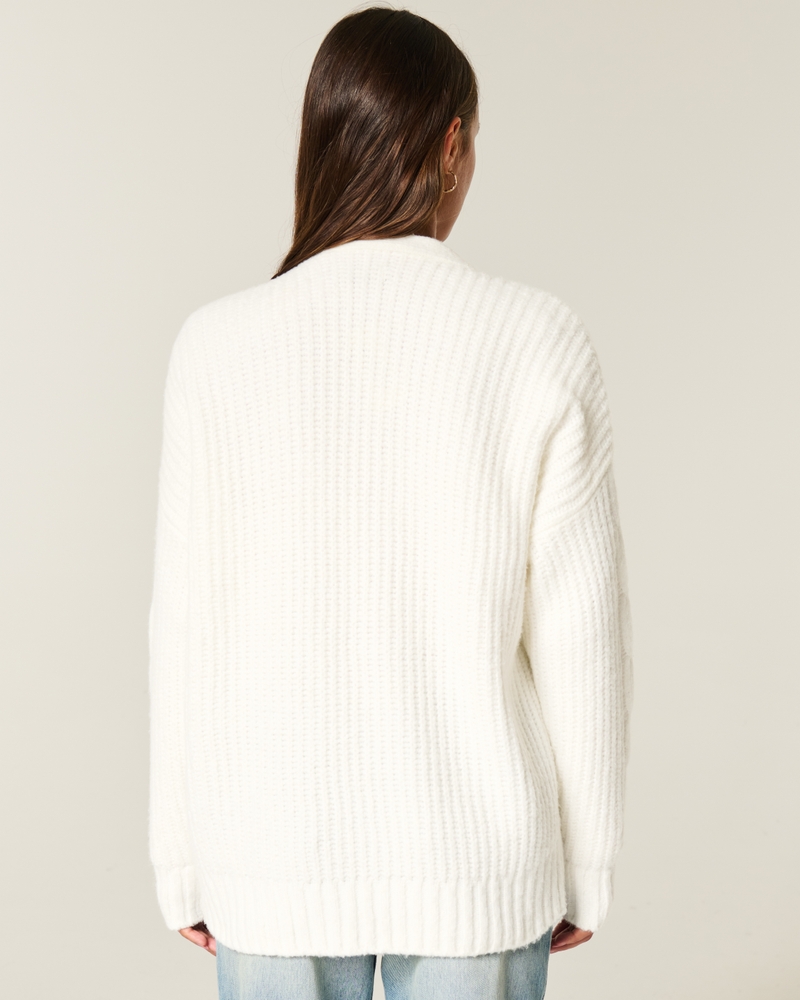 hollister bequeme wolkenweiße freizeitstrickjacke ohne knöpfe