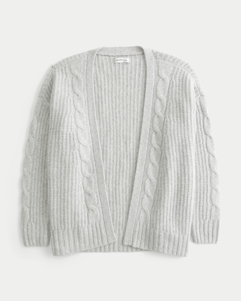 hollister bequeme wolkenweiße freizeitstrickjacke ohne knöpfe