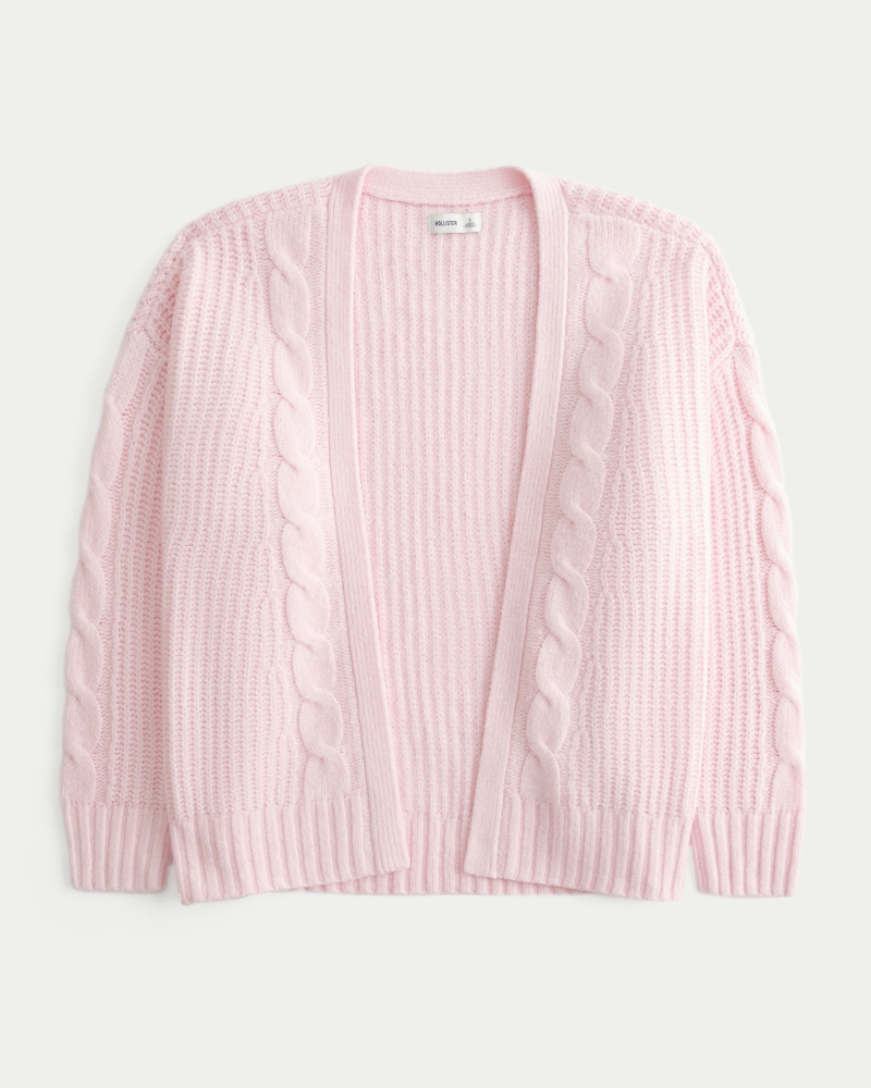 hollister bequeme wolkenweiße freizeitstrickjacke ohne knöpfe