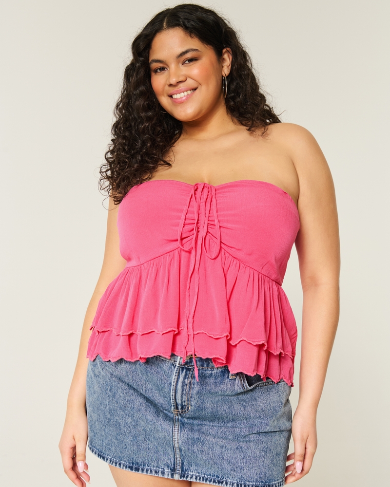 mehrlagiges babydoll-top mit neckholder