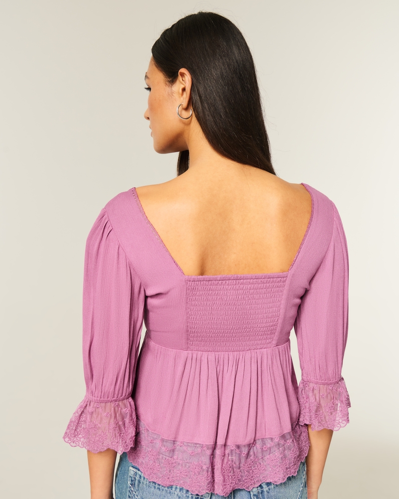 babydoll-top mit dreiviertelärmeln