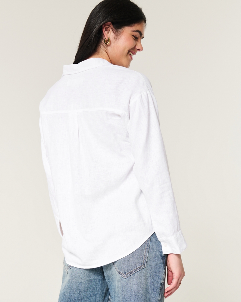 oversize-hemd aus leinenmischgewebe