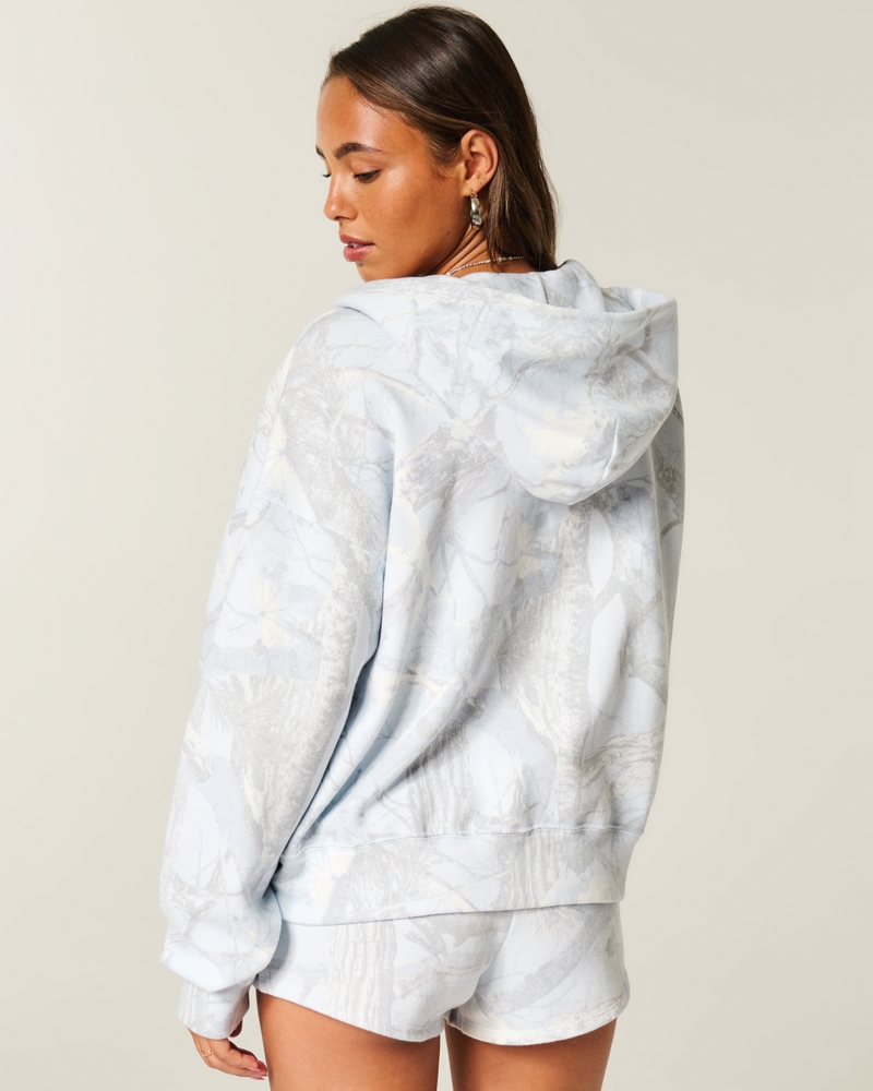 lässiger kapuzenpullover mit reißverschluss und tarnmuster