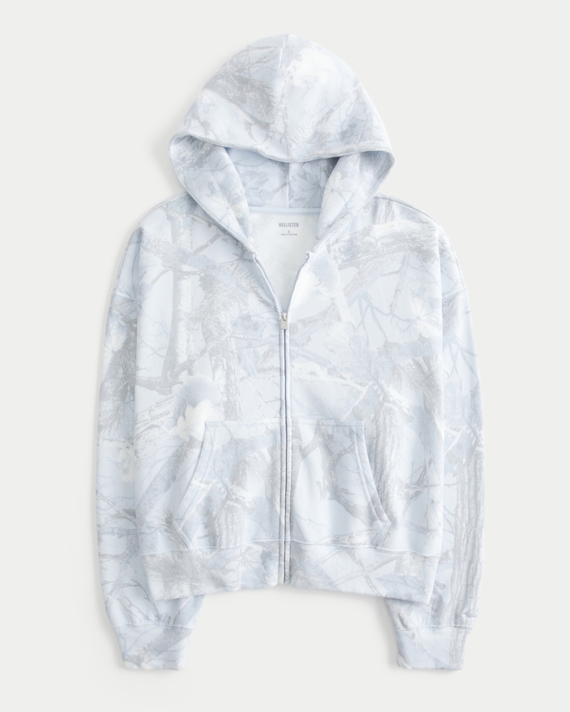 lässiger kapuzenpullover mit reißverschluss und tarnmuster